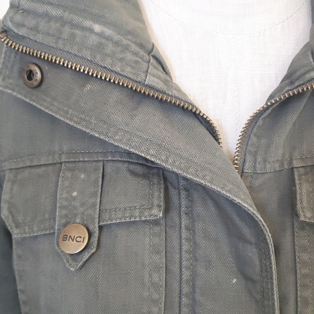 BNCI Hunter Olive Green Utility Jacket XS Technical Canvas Funnel Neck Zip Front - Picture 14 of 16
